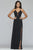 Faviana - S10228 Beaded Scallop Lace Applique Chiffon A Line Dress in Black