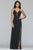 Faviana - S10228 Beaded Scallop Lace Applique Chiffon A Line Dress in Black