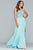 Faviana - S10228 Beaded Scallop Lace Applique Chiffon A Line Dress in Blue