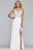 Faviana - S10228 Beaded Scallop Lace Applique Chiffon A Line Dress in White