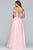 Faviana - S10229 Beaded Deep V-neck Tulle Ballgown in Pink