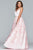 Faviana - S10230 Sleeveless Deep V-neck Satin Tulle Applique Ballgown in Pink