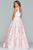 Faviana - S10230 Sleeveless Deep V-neck Satin Tulle Applique Ballgown in Pink