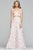 Faviana - S10231 Two Piece V-Neck Floral Evening Dress in Pink