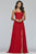 Faviana - S10233 String Back Empire Waist A-Line Chiffon Dress in Red