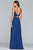 Faviana - S10234 Embellished Deep V-neck Chiffon A-line Dress in Blue