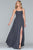 Faviana - S10238 Dotted Chiffon Halter A-line Dress With Slit in Black