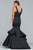 Faviana - S10242 Beaded V-neck Jersey Tiered Mermaid Dress in Black