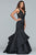 Faviana - S10242E Lace Bodice Structured Asymmetrical Tiered Gown in Black