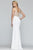 Faviana - S10246 Beaded V-neck Jersey Fitted Dress in White