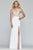 Faviana - S10246 Beaded V-neck Jersey Fitted Dress in White