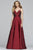 Faviana - S10249 Sleeveless V-neck Taffeta Ballgown in Red