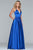 Faviana - S10252 Sleeveless V-neck Satin Ballgown in Blue