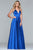 Faviana - S10252 Sleeveless V-neck Satin Ballgown in Blue