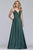 Faviana - S10253 Beaded Lace Applique Sleeveless Satin Evening Gown in Green
