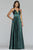 Faviana - S10255 Stretch Matte Satin V-neck A-line Dress in Green
