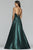 Faviana - S10255 Stretch Matte Satin V-neck A-line Dress in Green