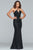 Faviana - S10258 Crisscross-Strapped Metallic Jersey Gown