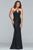 Faviana - S10258 Crisscross-Strapped Metallic Jersey Gown