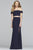 Faviana - S10262 Two Piece Glitter Jersey Off-Shoulder Dress In Blue