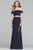Faviana - S10262 Two Piece Glitter Jersey Off-Shoulder Dress In Blue