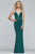 Faviana - S10266 Beaded Deep V-neck Jersey Fitted Dress In Green