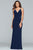 Faviana - S10267 Sleeveless Beaded V-neck Jersey Sheath Dress In Blue