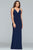 Faviana - S10267 Sleeveless Beaded V-neck Jersey Sheath Dress In Blue
