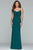 Faviana - S10268 Beaded V-neck Jersey Sheath Dress in Green