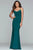 Faviana - S10268 Beaded V-neck Jersey Sheath Dress in Green