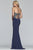 Faviana - S10269 Bead Embroidered V-neck Jersey Sheath Dress in Gray