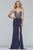 Faviana - S10269 Bead Embroidered V-neck Jersey Sheath Dress in Gray