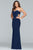 Faviana - S10271 Bead-Embroidered Cutout Strapless Sheath Gown in Blue