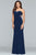 Faviana - S10271 Bead-Embroidered Cutout Strapless Sheath Gown in Blue