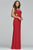 Faviana - S10271 Bead-Embroidered Cutout Strapless Sheath Gown in Red