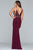 Faviana - S10275 Applique Deep V-neck Jersey Fitted Dress In Red