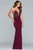 Faviana - S10275 Applique Deep V-neck Jersey Fitted Dress In Red