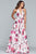 Faviana - Floral Halter A-Line Evening Gown S10278 In White and Red