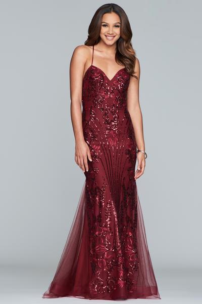 Faviana - S10280 Sequined Sweetheart Mermaid Dress in Red
