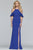 Faviana - S10283 Halter Neck Sheath Dress With Short Flare Sleeves in Blue