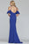 Faviana - S10283 Halter Neck Sheath Dress With Short Flare Sleeves in Blue