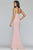 Faviana - S10284 Stretch Crepe Halter V-neck Fitted Dress in Pink
