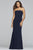 Faviana - S10285 Sleek Straight Fitted Matte Stretch Crepe Dress in Blue