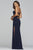 Faviana - S10285 Sleek Straight Fitted Matte Stretch Crepe Dress in Blue