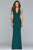 Faviana - S10287 Sleeveless Matte Stretch Crepe V-neck Trumpet Dress in Green
