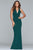 Faviana - S10287 Sleeveless Matte Stretch Crepe V-neck Trumpet Dress in Green
