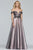 Faviana - S10290 Beaded Lace Off-Shoulder Evening Gown in Pink and Black