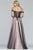Faviana - S10290 Beaded Lace Off-Shoulder Evening Gown in Pink and Black