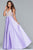 Faviana - S10291 Beaded Deep V-neck Satin Ballgown in Purple
