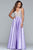 Faviana - S10291 Beaded Deep V-neck Satin Ballgown in Purple